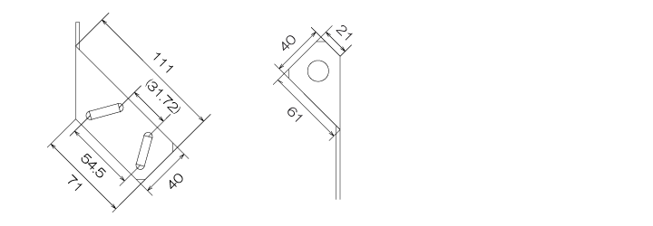 傾斜パイプ用アンテナ取付金具ST15寸法図