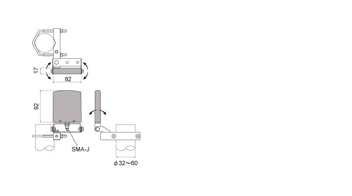 2.4GHz/5GHzパッチアンテナPA250809SU外観図