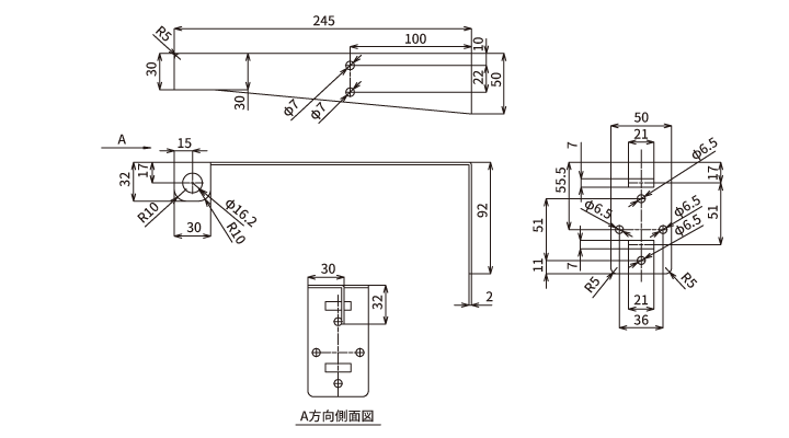 ステンレス製アンテナ取付金具NB50TN外観図