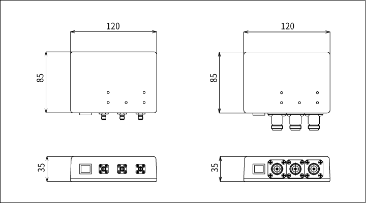 GND接続機能付リモート同軸切替器RNS112外観図1