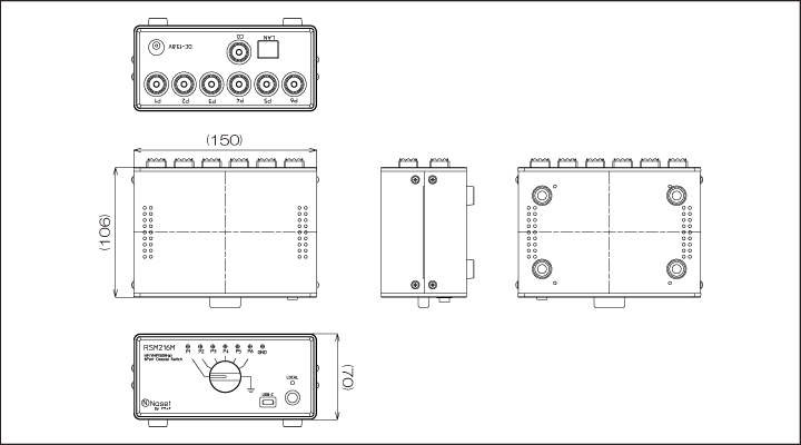 GND接続機能付リモート同軸切替器RNS216M外観図1